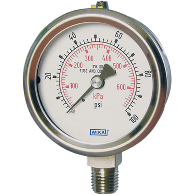 Wika Instruments - 9833582 - Gauge, Pressure, 60 PSI, 1/4 NPT LM, 2.5in ...