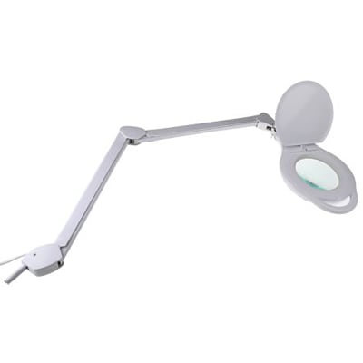 USB Powered Magnifying 4 3D + 12D Glass Lens Desk Lamp with Base, Clamp  and Dual Color LED-White