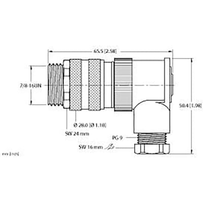 Turck - BS 4251-0/9 - Right Angle Male 7/8" Field Wireable, 5 Pin ...