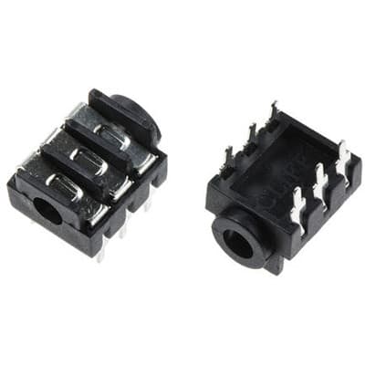 RS PRO - 9131018 - Black Female Stereo Jack Plug 0.14