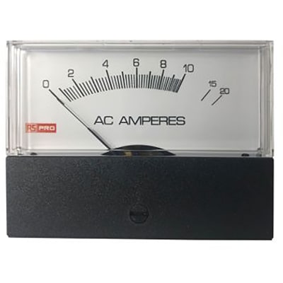 RS PRO - 1862515 - AC Ammeter, Input 0-10/20A, Direct Connect, 76 x 74mm  2.5 In. Analog Panel Meter - RS