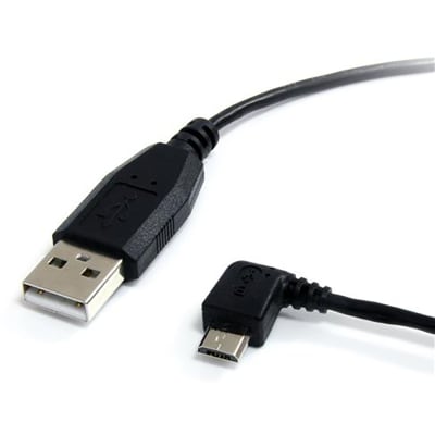  StarTech.com 6 ft. (1.8 m) Left Angle Mini USB Cable - USB 2.0  A to Left Angle Mini B - Black - Mini USB Cable (USB2HABM6LA) : Electronics