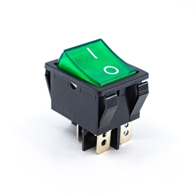 E-Switch - R5BBLKGRNFF2 - Rocker Switch,R5,DPST,ON-OFF,Green Rocker ...