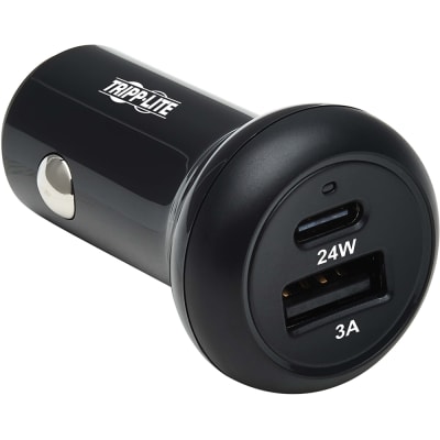 Tripp Lite - U280-C02-24W-1B - USB, Car, Charger, Dual-Port, 24W, Charging,  USB, C, USB-A, QC, 3.0, Black - RS