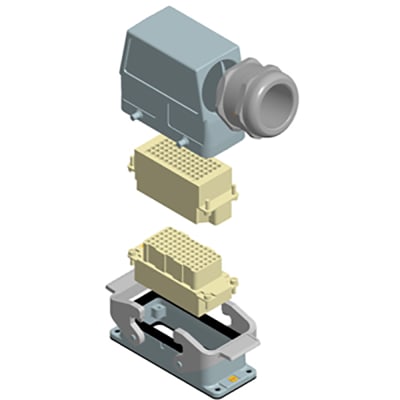 Harting Han Kit Dd Metal Gnd Double Lever Side Entry Hood M Cable Gland