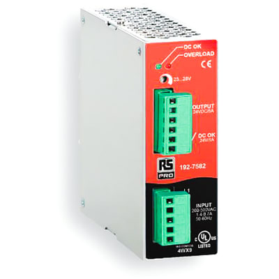 RS PRO - 1927582 - DIN Rail Power Supply 2-Phase 200-500VAC 47