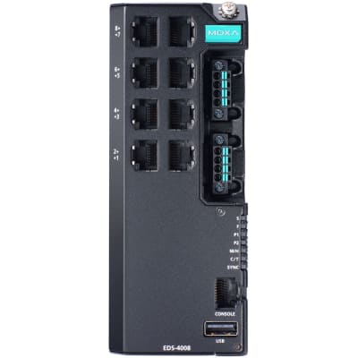 Moxa - EDS-4008-LV - Managed Ethernet Switch, 8 x 10/100BaseT(X), 12 to 48  VDC, EDS-4000 Series - RS