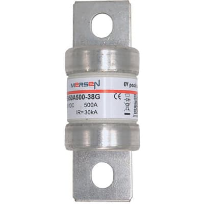 Mersen - MEV50A500-38G - Fuse, 500V DC, 500A, Round Body, Size 38G,  EVpack-fuse MEV50 Series - RS