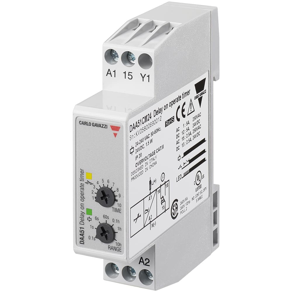 Carlo Gavazzi, Inc. DAA51CM24 Time Delay Relay, SPDT, 5 A, OnDelay