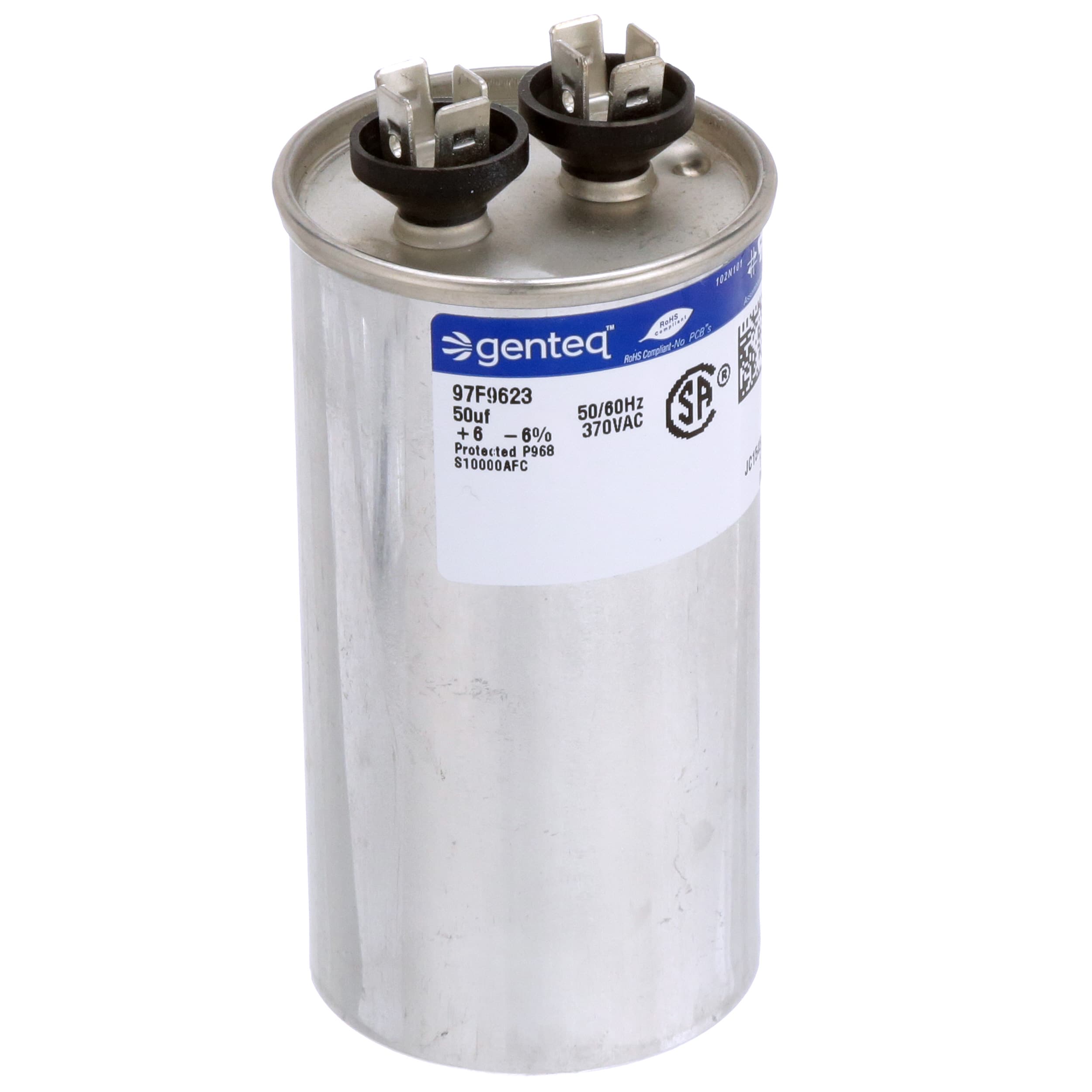 Genteq - 97F9623 - Capacitor, Polypro Metallized, Cap 50 uF, Tol 6 