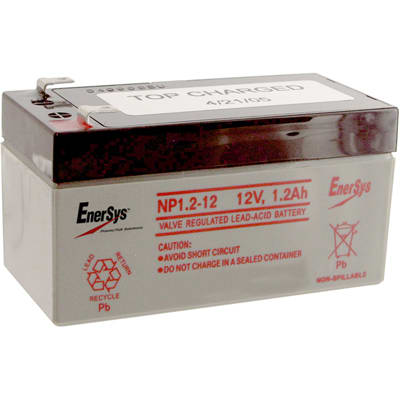 EnerSys - NP1.2-12 - Battery,Rechargeable,Rectangular,Lead Acid,12VDC,1.2Ah,Quick  Disconnect: 0.187 - RS