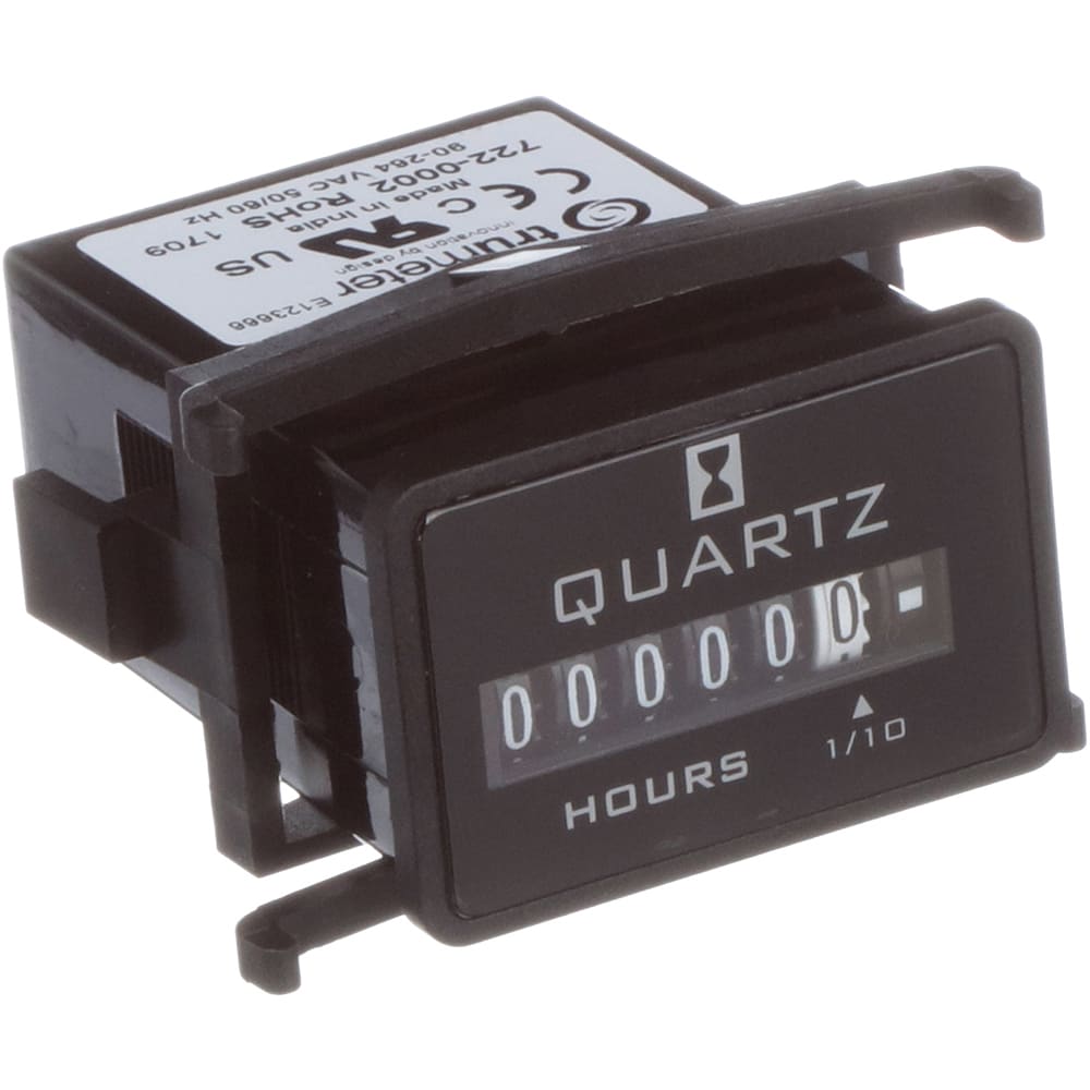 Trumeter 7220002 Electromechanical Hour Meter, 90264VAC, Flush