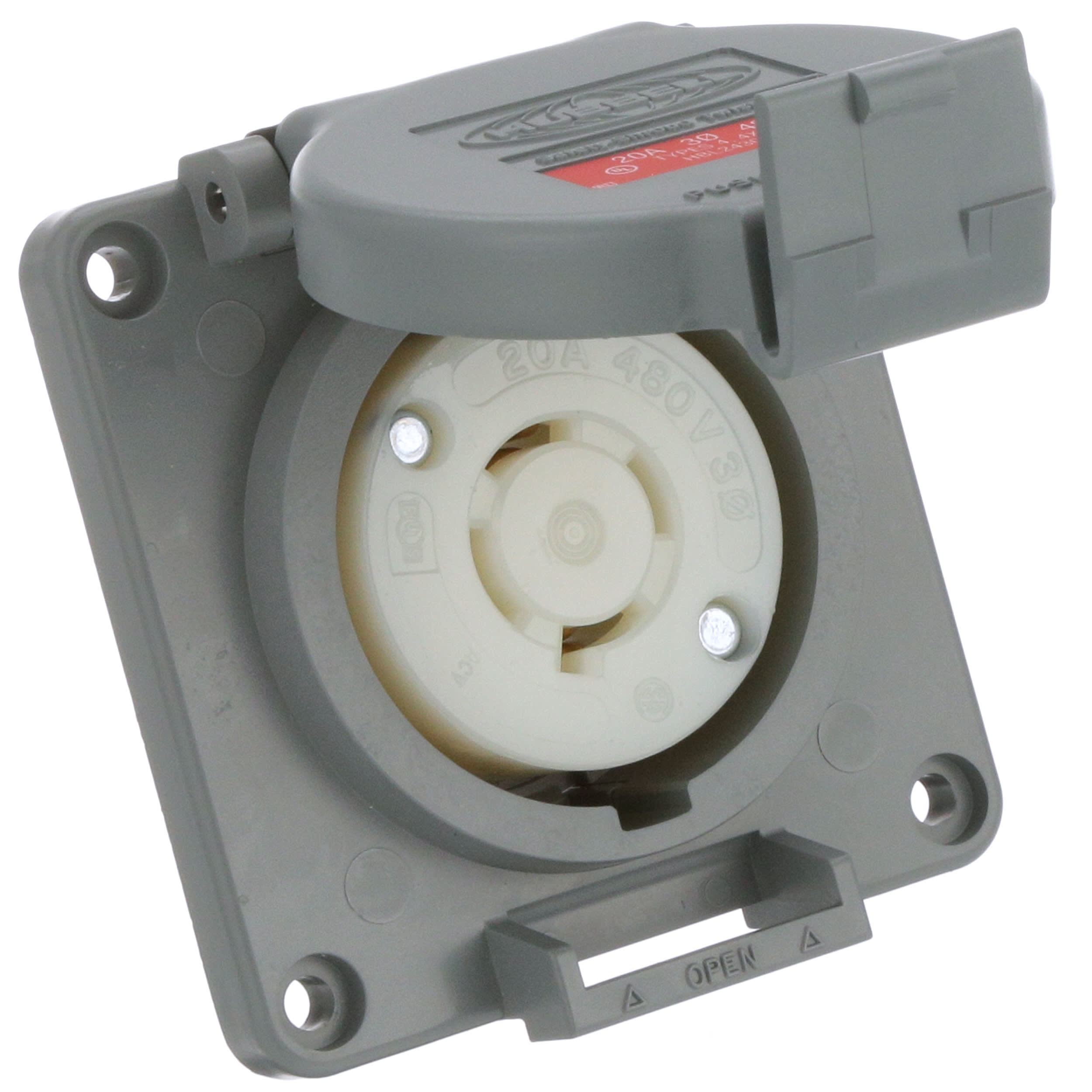 Hubbell Wiring Device-Kellems - HBL2736 - Flanged Locking Oulet, 30 A/480  VAC, 8-16 AWG, Screw Terminal, Insulgrip Series - RS