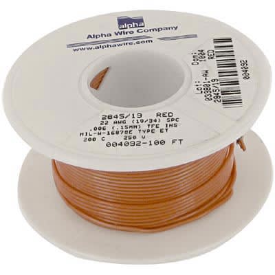 Alpha Wire - 2845 19 Rd005 - Hook-up Wire, Copper, 22 Awg, 19x34, Red 