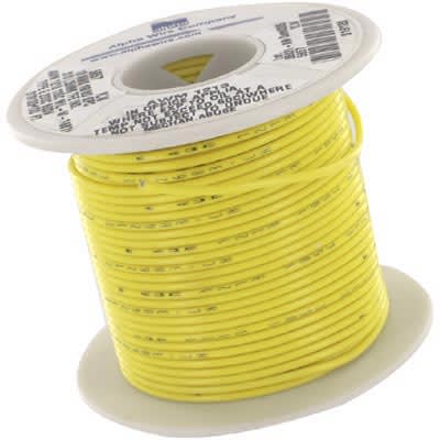 Hook-up Wire 18AWG 19/30 PTFE 100ft SPOOL YELLOW (Pack of 1) (5857