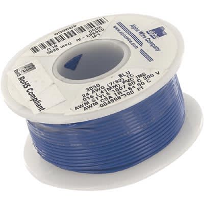 Alpha Wire - 3050 BL005 - Hook-Up Wire, 24 AWG, 7x32, 0.016 in., 0.057 in.,  300V, Blue, 3050 Series - RS