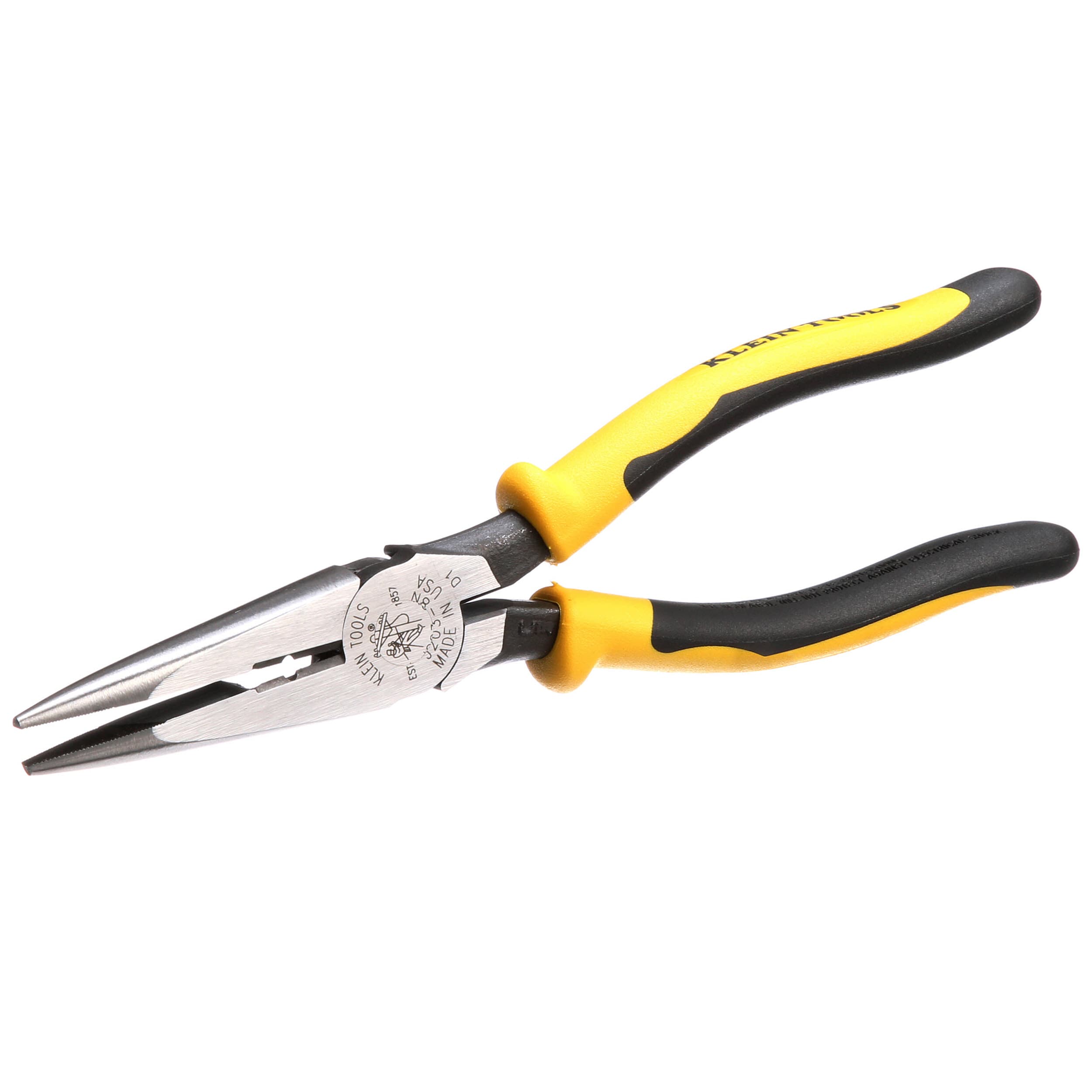 8 in. Journeyman Heavy Duty Long Nose Side Cutting Pliers with Skinning Hole