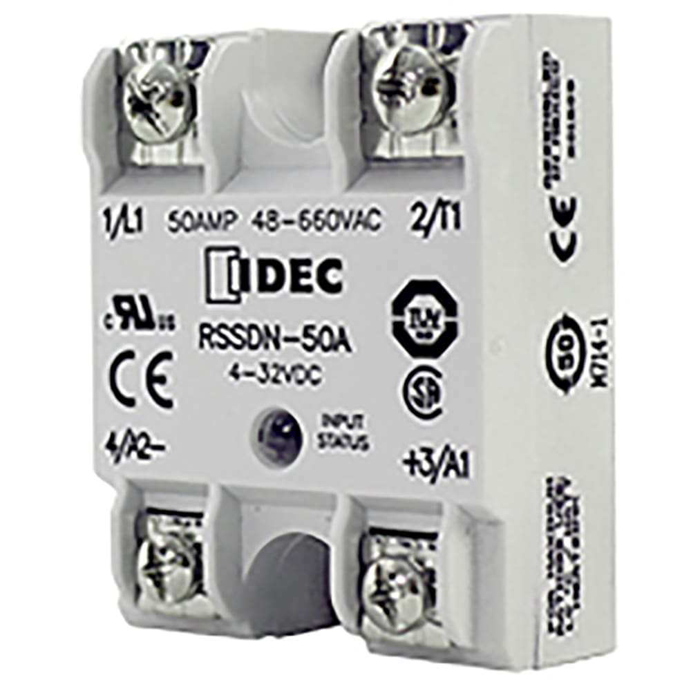 IDEC Corporation RSSDN-90A Relay, SSR, Zero-Switching, SPST-NO, Cur-Rtg  90A, Ctrl-V 4-32DC, V-Rtg 48-660AC RS