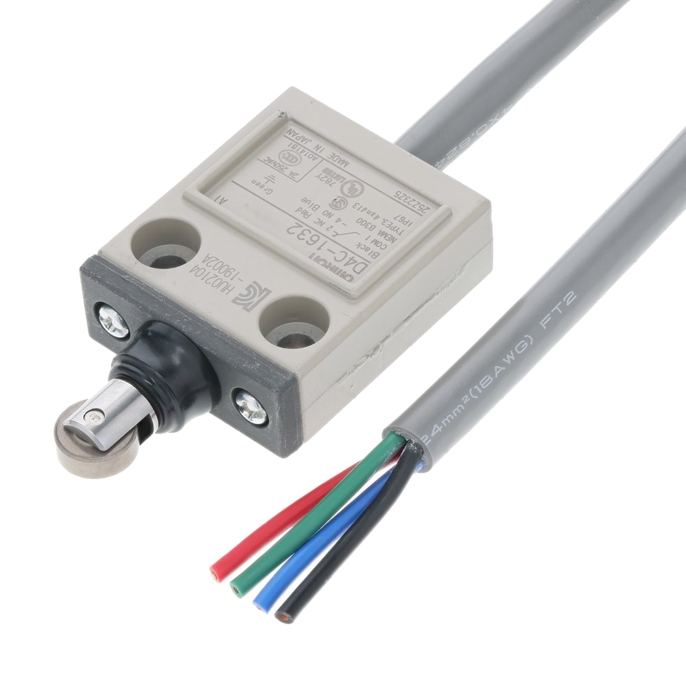 Omron Automation D4C1632 Limit Switch, SPDT, 5 AMP, 125 VAC, PLUGIN Roller Plunger 10 to