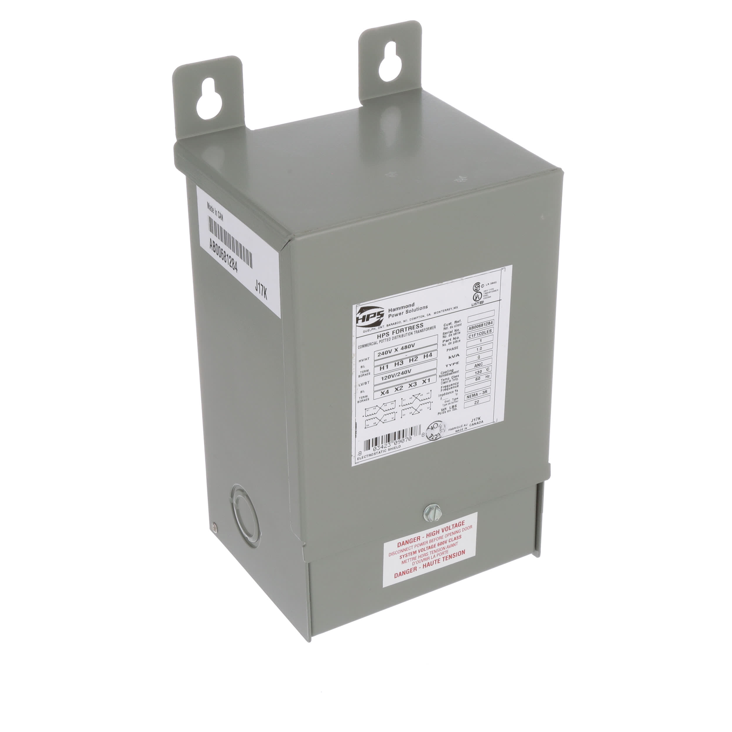 Hammond Power Solutions - C1F1C0LES - Transformer 1000VA 240/480VAC ...