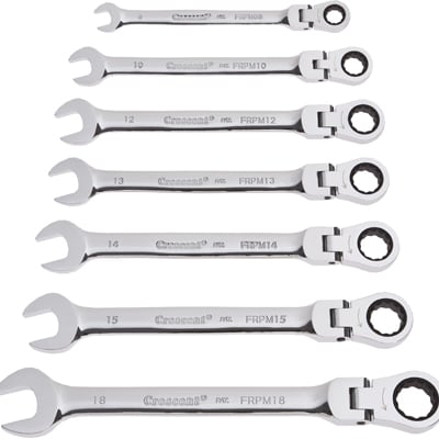 Apex Tool Group Mfr. - FRPM7 - Wrench Set,Combo Ratchet Pivot Head