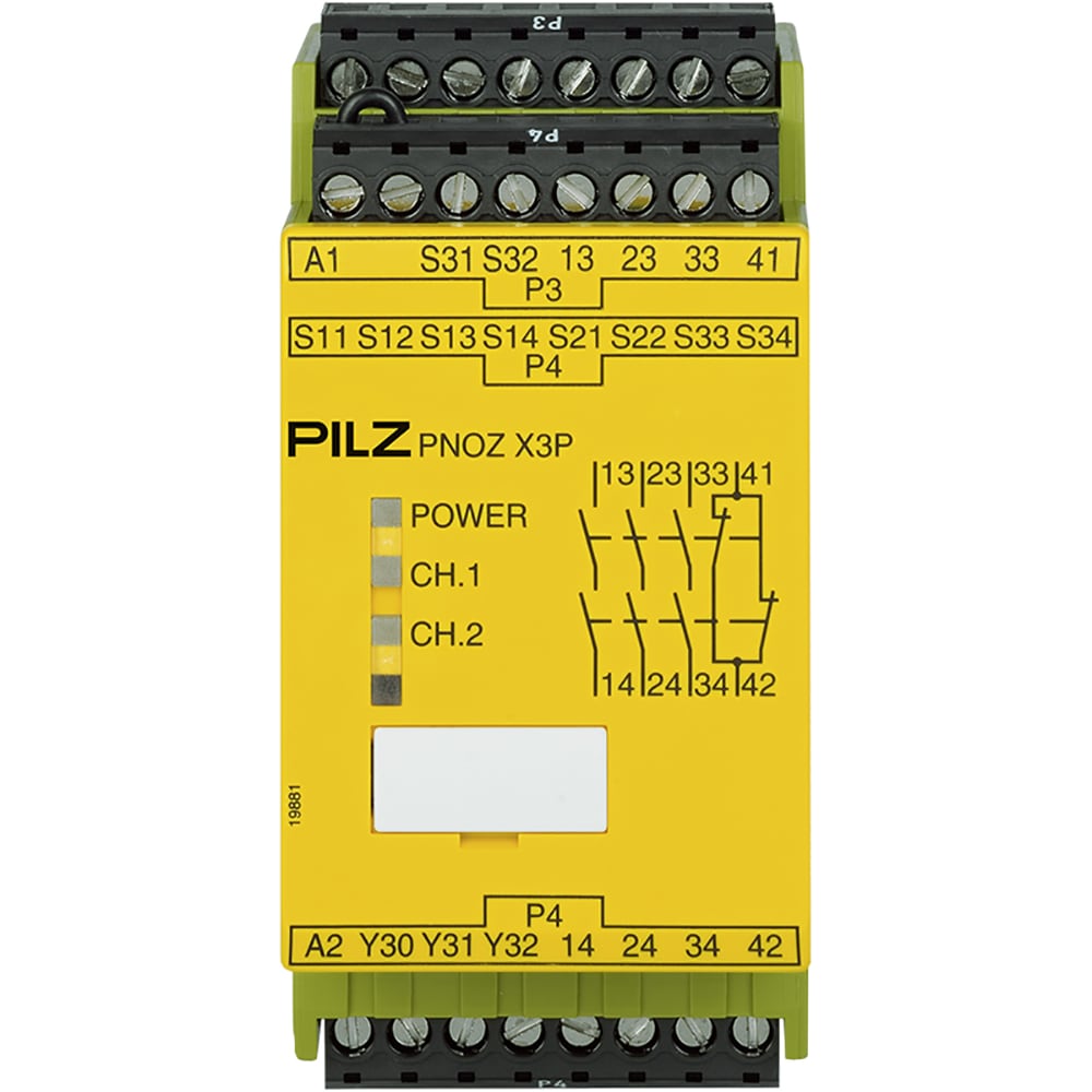 Pilz - PNOZ X3P 24VDC 24VAC 3N/O 1N/C 1SO - Safety Relay