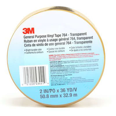 3M General Purpose Vinyl Tape 764, White, 3 in x 36 yd, 5 Mil