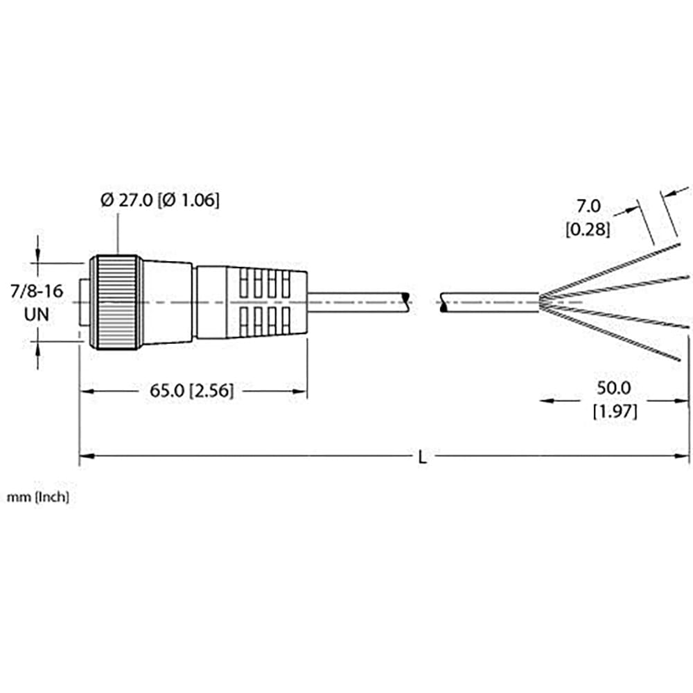 Turck - RKM 46-6M - Cordset, 7/8-16UN Female Straight, 4 Wire, 6m