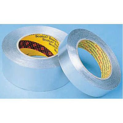 3M 425 Aluminum Foil Tape, 4.6 mil, 1/2 x 60 yds., Silver, 72/Case