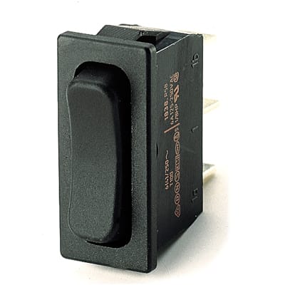 Marquardt Switches - 1838.1402 - Rocker Switch, SPDT, ON-OFF-ON, 6A,  Non-Illuminated, Black, 1830 Series - RS