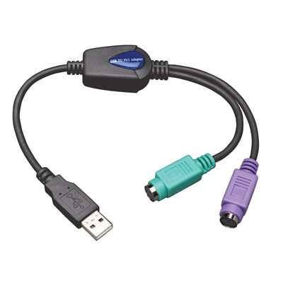 Tripp Lite - U219-000-R - Tripp Lite USB to PS/2 Adapter USB A Male 2x  Mini-Din6 Female Plug and Play - RS