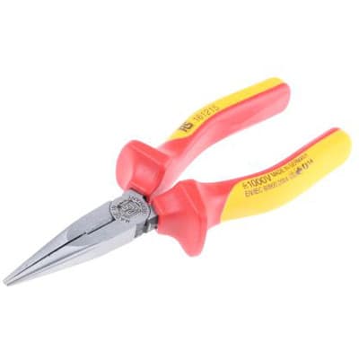 RS PRO Long Nose Pliers, 200 mm Overall, Straight Tip