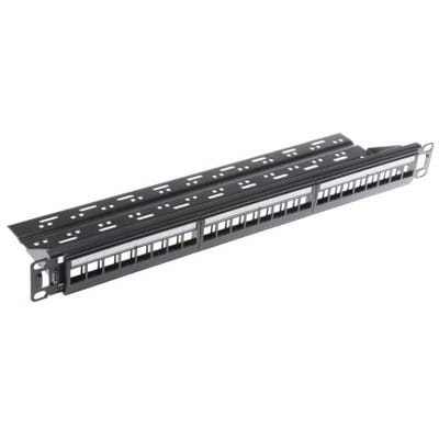 RS PRO Cat5e 24 Port RJ45 RJ Patch Panel STP 1U Black