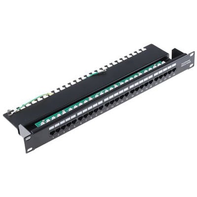 RS PRO Cat5e 24 Port RJ45 RJ Patch Panel STP 1U Black