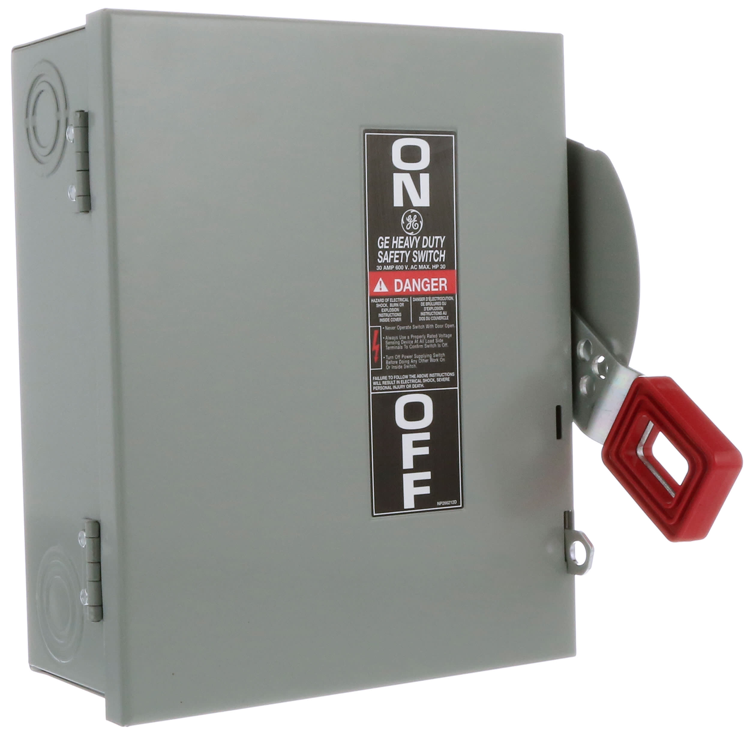 Industrial Connections  Solutions GE THN3361 Non-Fusible Safety Switch,  Pole, 30A, 600VAC, 2-12AWG, Spec-Setter Series RS
