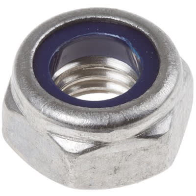 RS PRO - 767826 - Plain Stainless Steel Nylon Insert Locking Nut