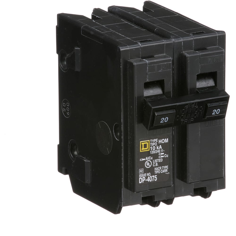 Square D - HOM220 - Miniature Circuit Breaker, 20A, 2 Pole, 120/240V ...