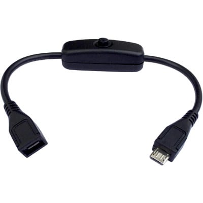 Raspberry Pi - - Micro USB Cable w/Inline Switch Black - RS