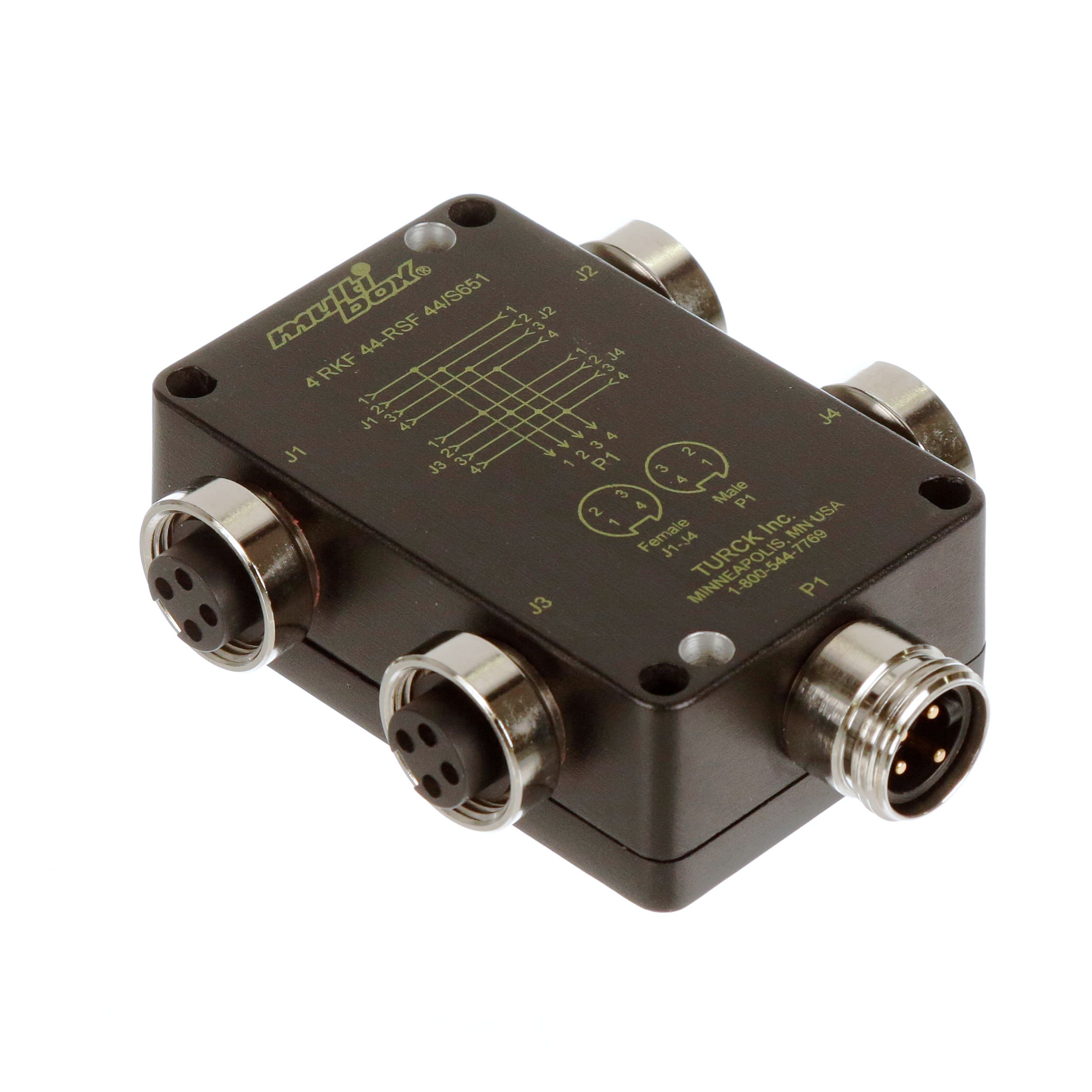 Turck - 4 RKF 44-RSF 44/S651 - 4 Port Junction Box,Parallel Turck - 4 RKF 44-RSF 44/S651 - 4 Port Junction Box,Parallel