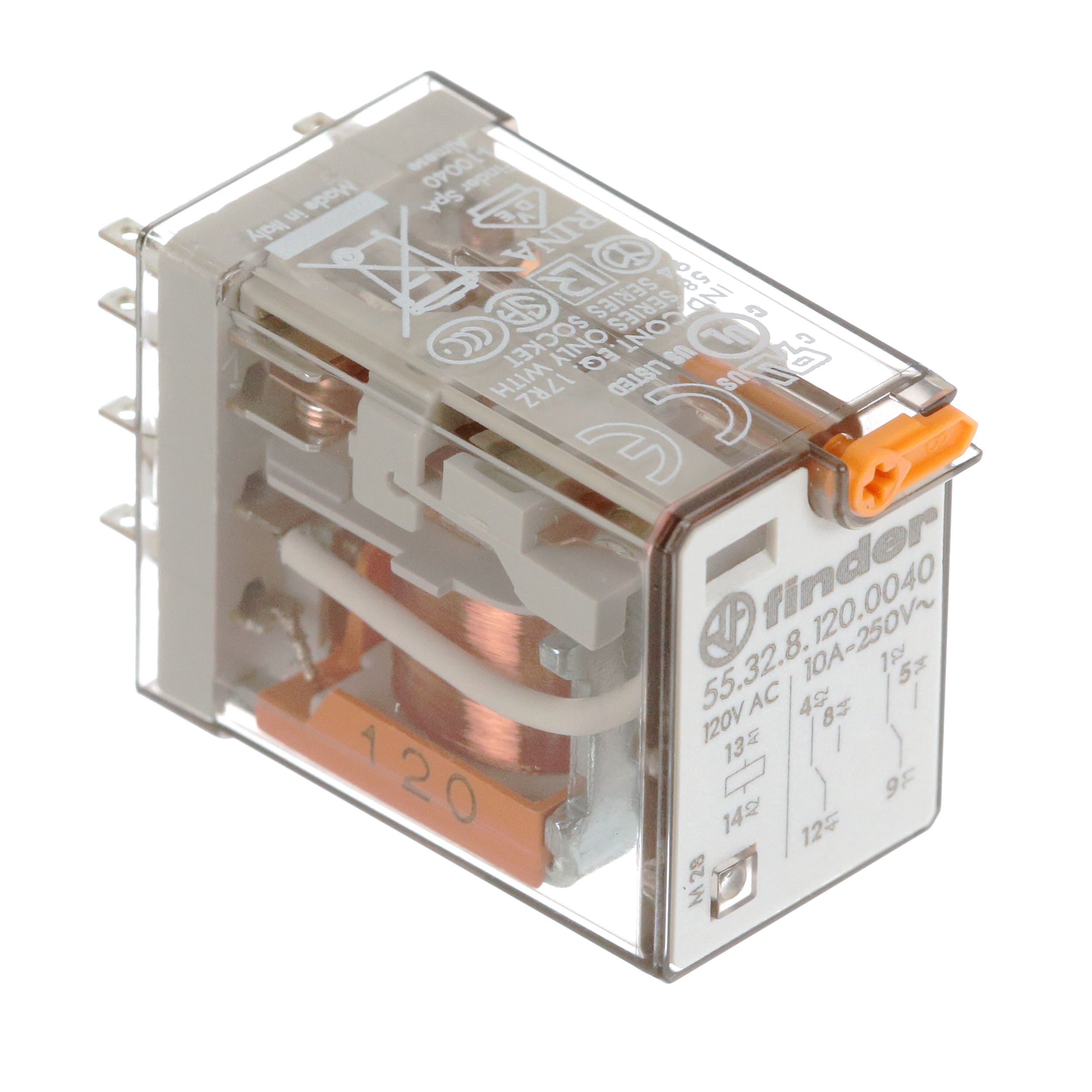 Finder Relay, DPDT, 250VAC, 10A - 55.32.8.120.0040