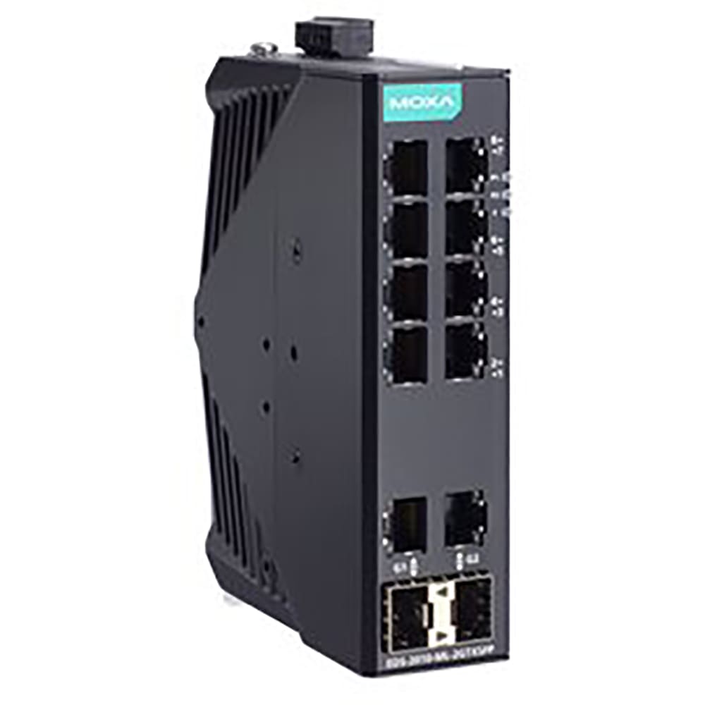 Moxa - EDS-2010-ML-2GTXSFP - Ethernet Switch, 8 Port, Unmanaged, 2 Gigabit  uplinks, Metal, EDS-2010-ML - RS