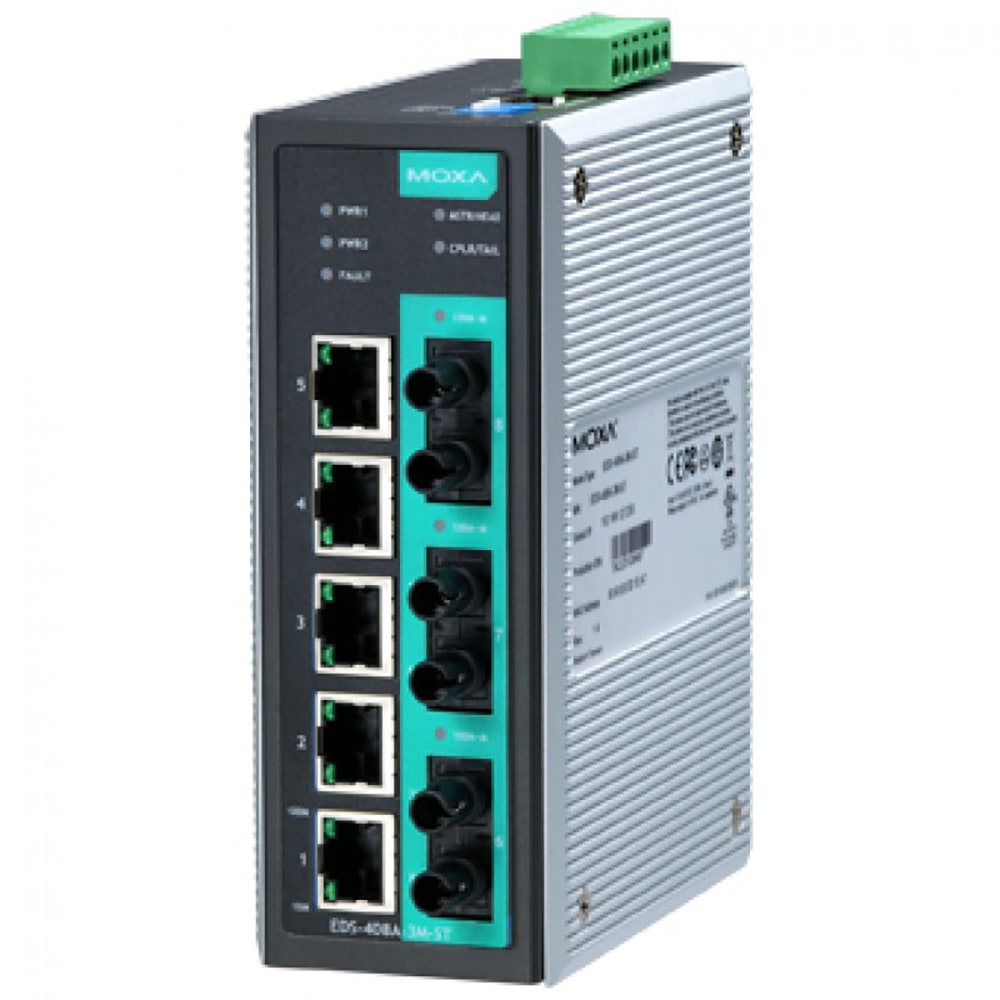 Moxa - EDS-408A-3M-ST - Ethernet Switch, 8 Port, Managed, 3 Multi-Mode ...