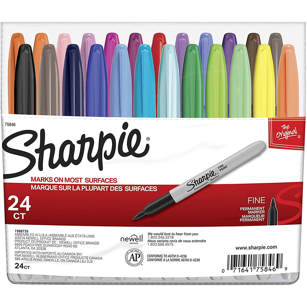 SHARPIE Mini Permanent Markers, Fine Point, Assorted Colors, 72-Count  Canister