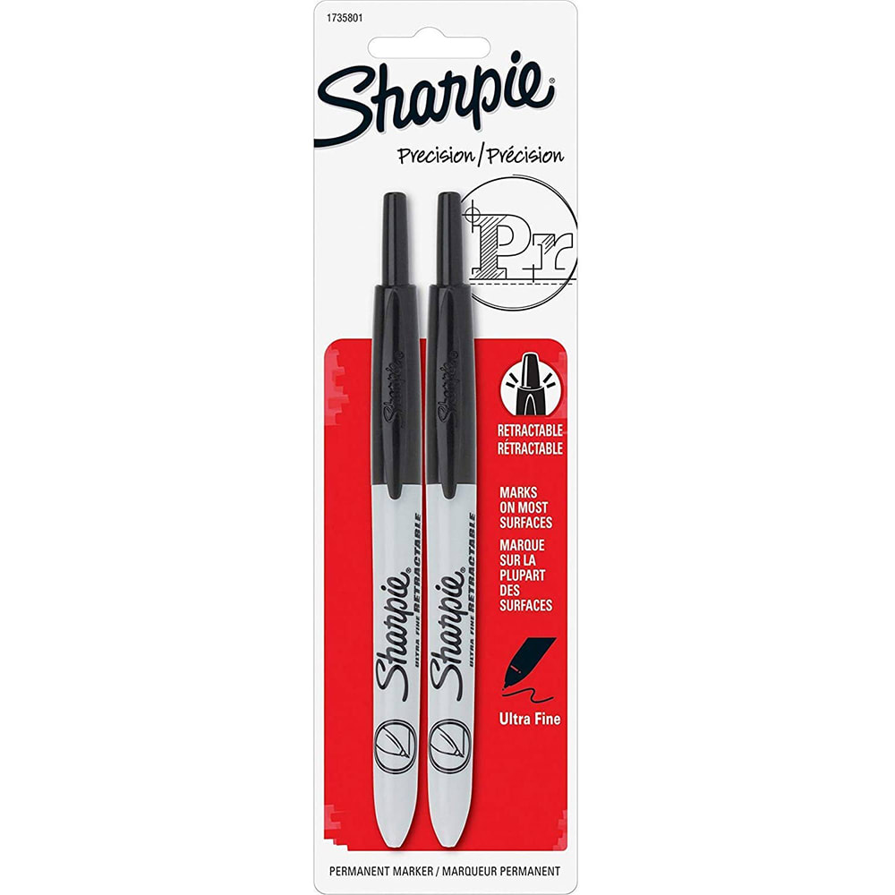 1735790 Sharpie Retractable Permanent Marker, Ultra Fine, Black