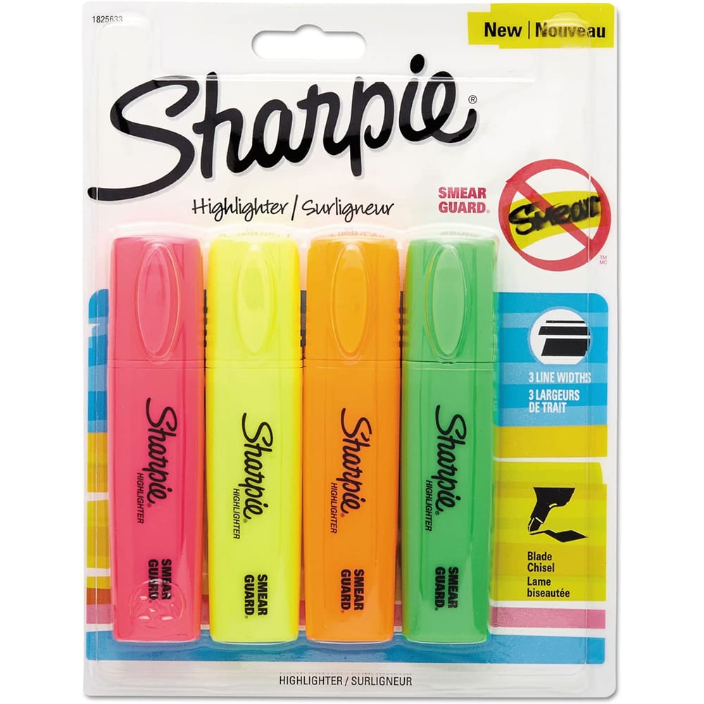 SHARPIE Clear View Highlighters, Chisel Tip, Assorted Fluorescent, 3 Pack  (1976770)