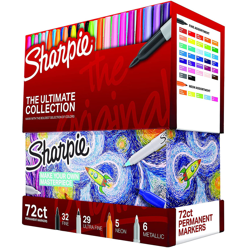 SHARPIE Mini Permanent Markers, Fine Point, Assorted Colors, 72-Count  Canister