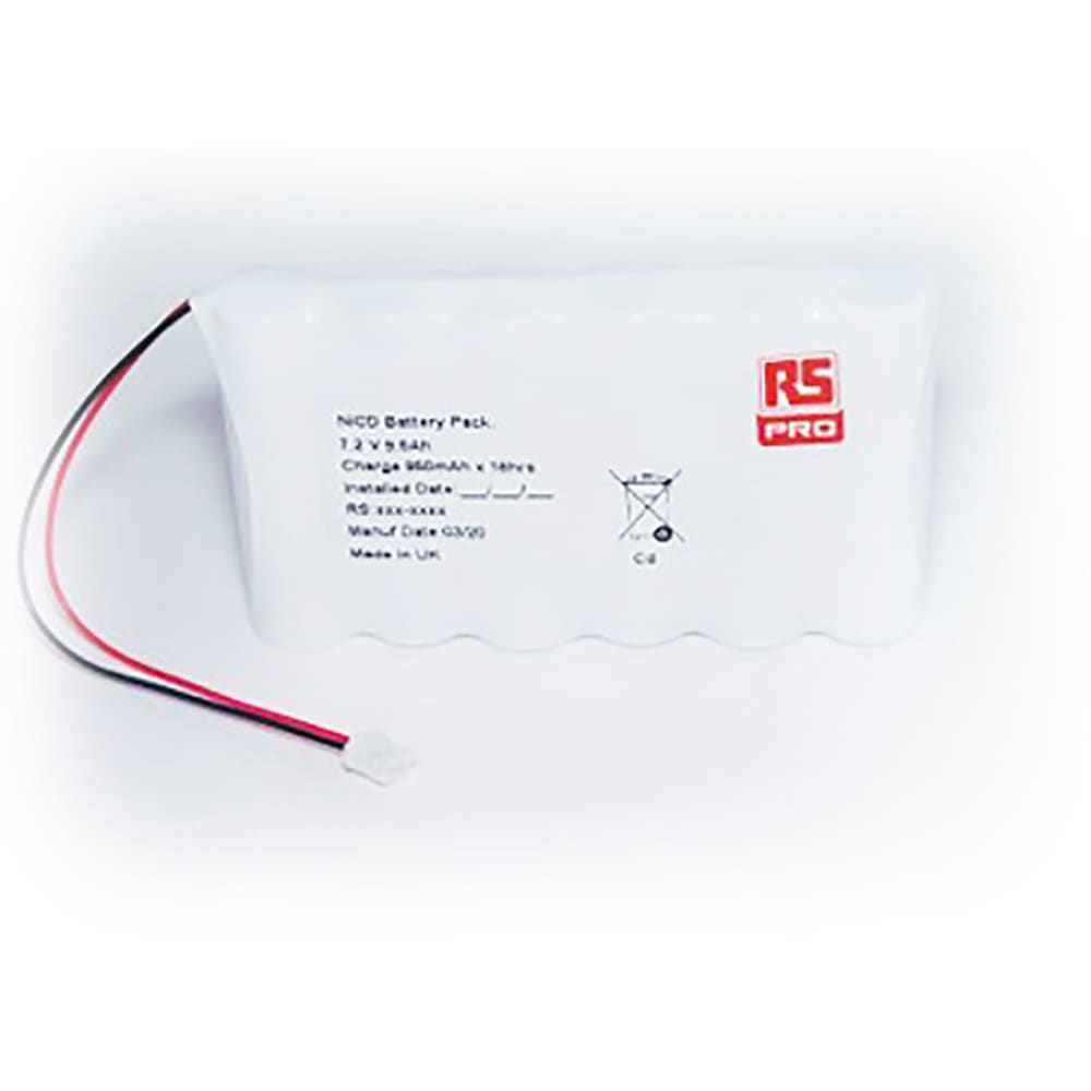 RS PRO 2042762 Rechargeable Battery Pack 6 Cell 7.2V 940mAh Size AA NiCd Wire Leads RS