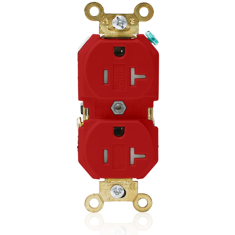 Leviton - 5362-SGR - 5-20R IND GRD RECEP BRASS STRAP RED - RS