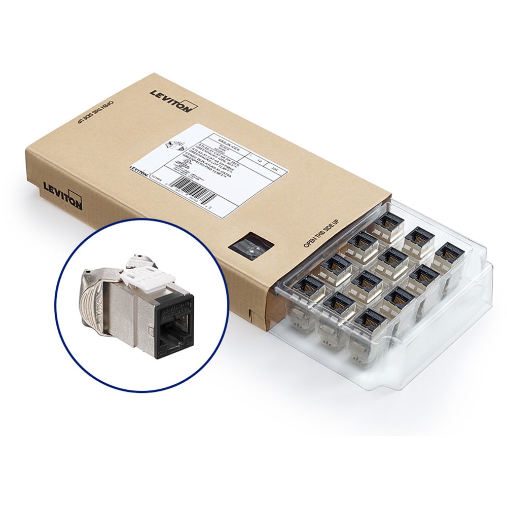 Leviton 6ASJKCE6 ATLASX1 CAT 6A SHLD JACK 12PK, BLACK RS