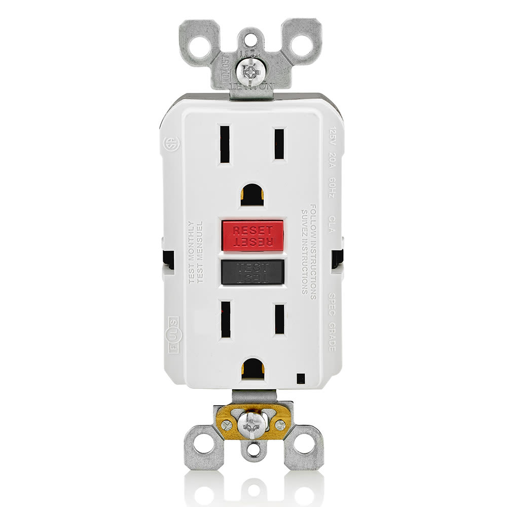 Leviton GFNT1RW SelfTest GFCI Outlet, 15A, 125V, 20A Feed Through